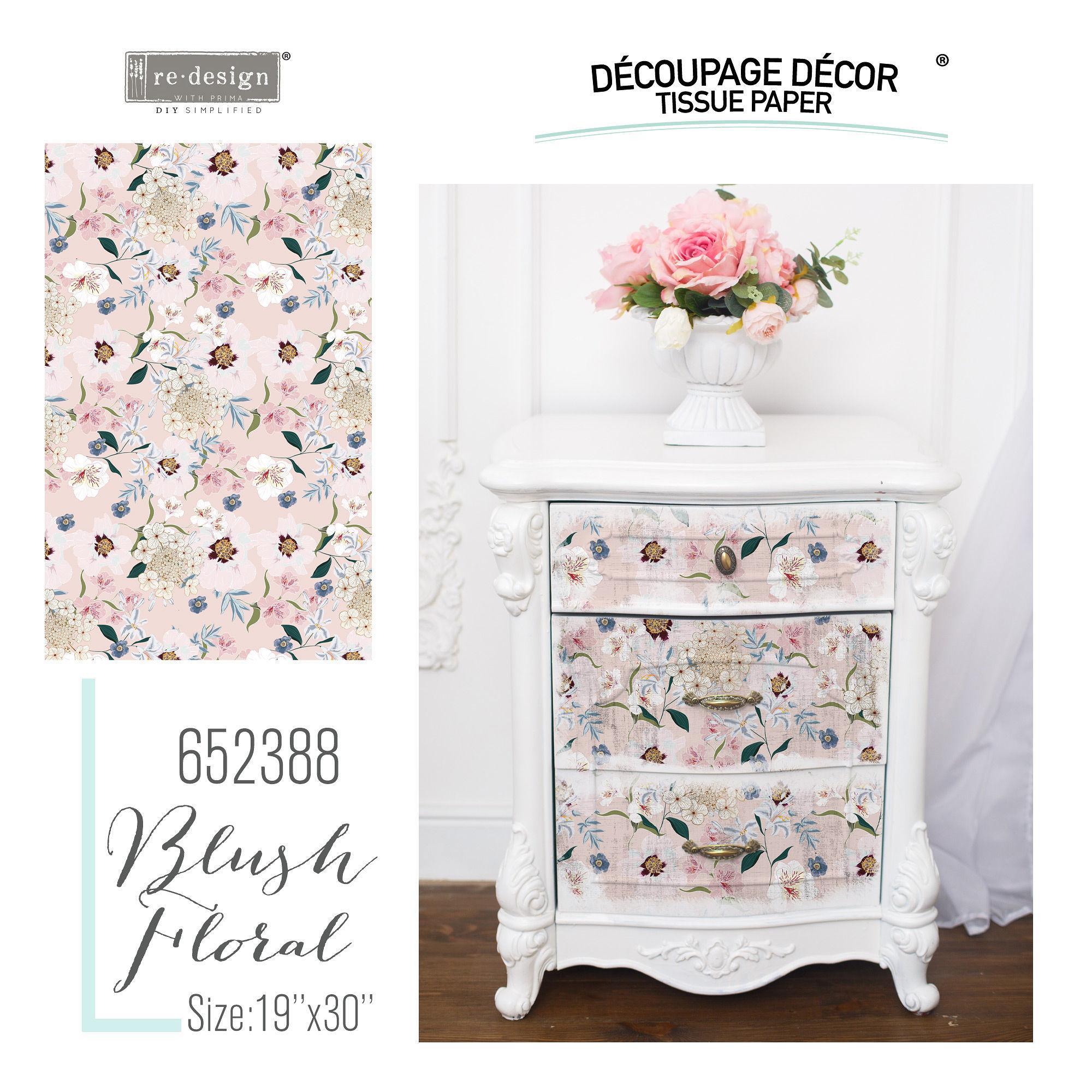 Papier na dekupáž Blush Floral - Rumencové kvety