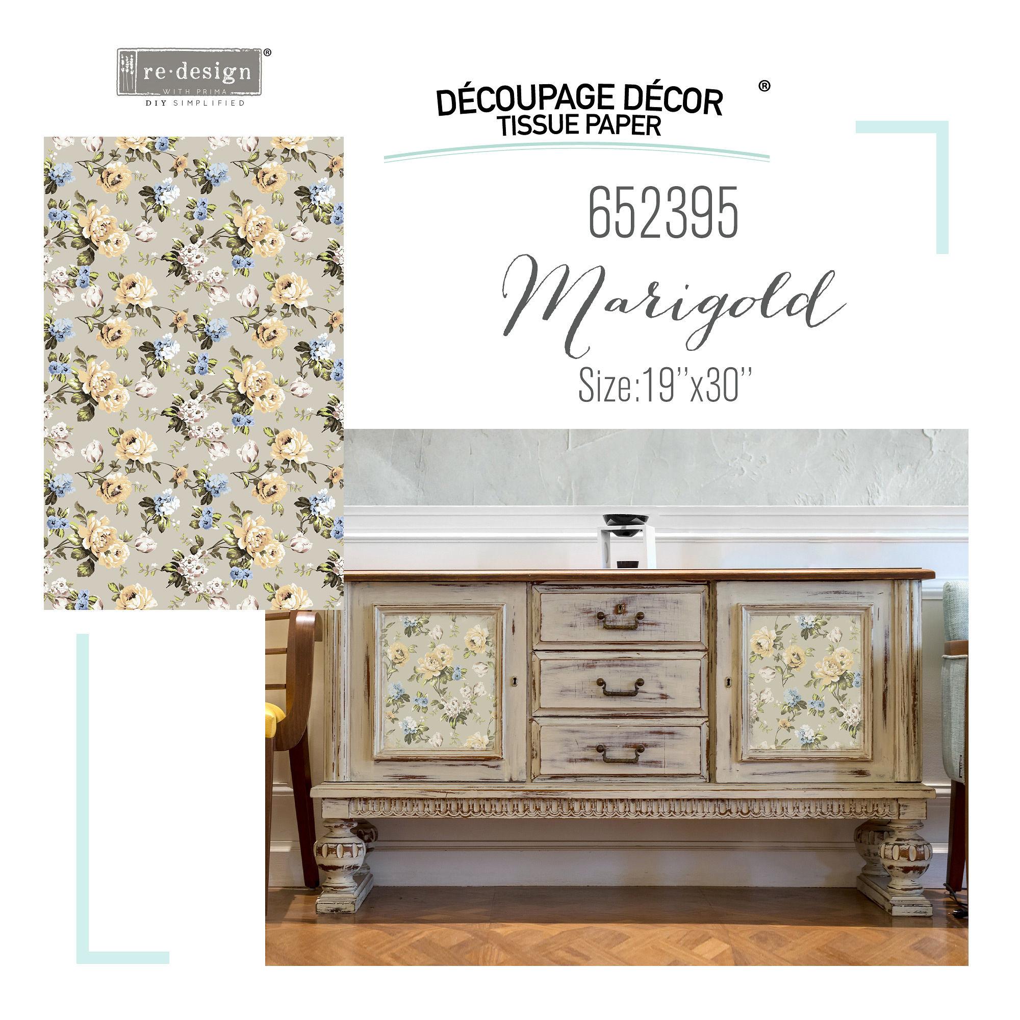 Papier na dekupáž Marigold - Nechtík