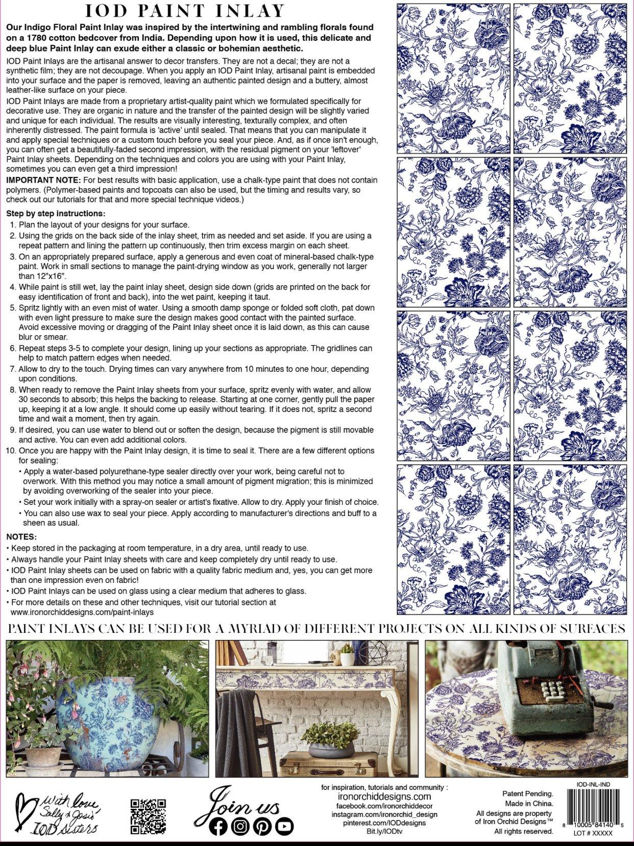 IOD Paint Inlay Indigo Floral