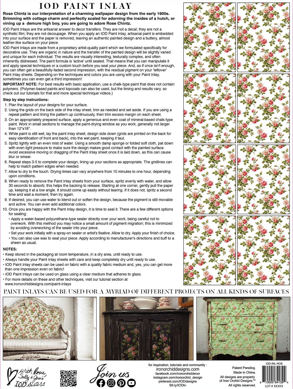 IOD Paint Inlay Rose Chintz