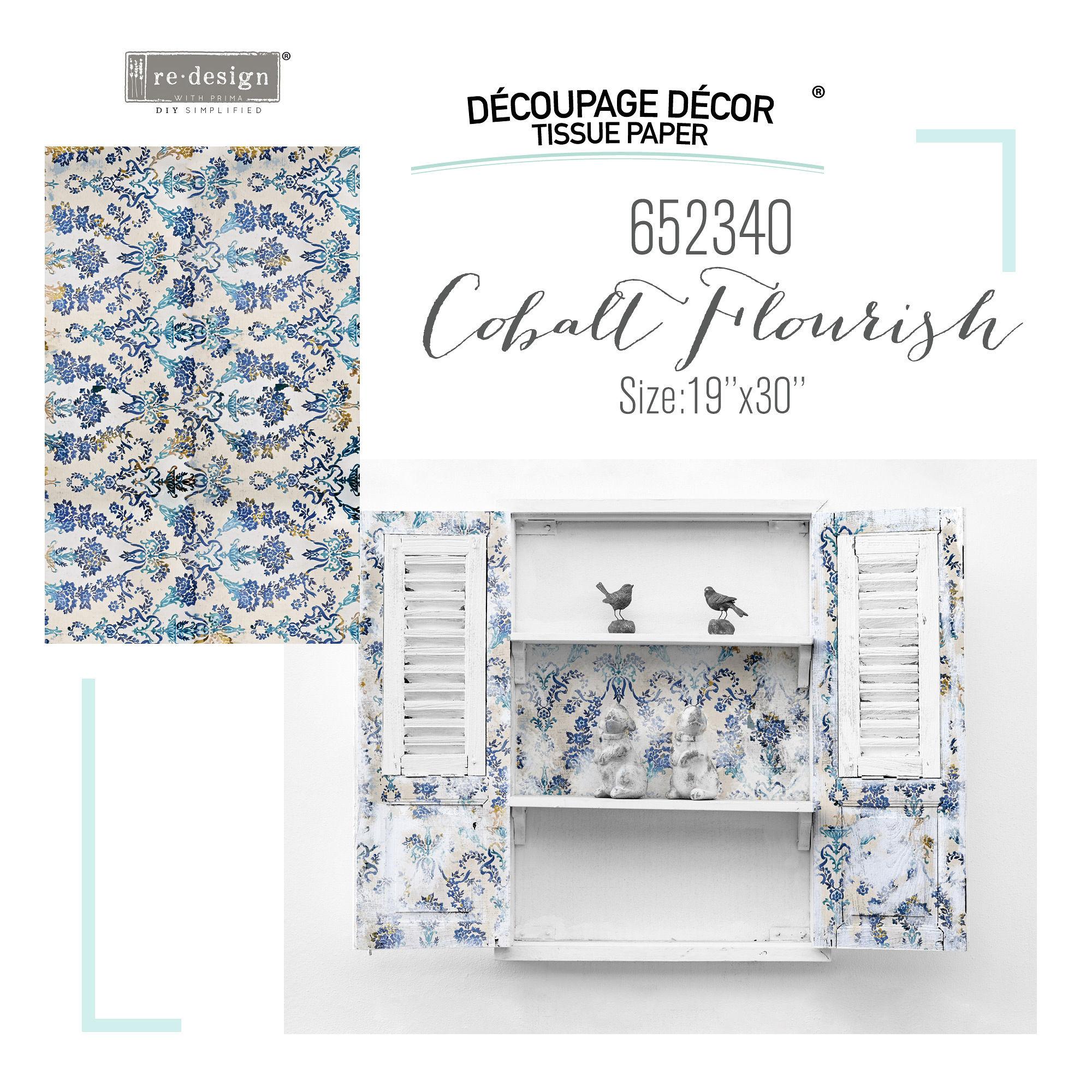 Papier na dekupáž Cobalt Flourish