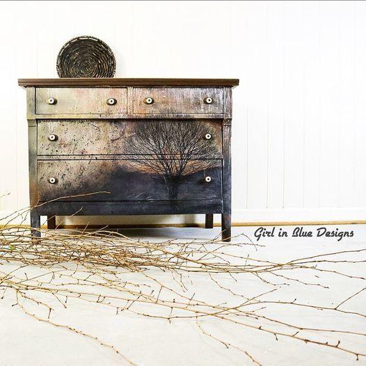 Mint by Michelle "Sepia Tree" - papier na dekupáž Sépiový strom