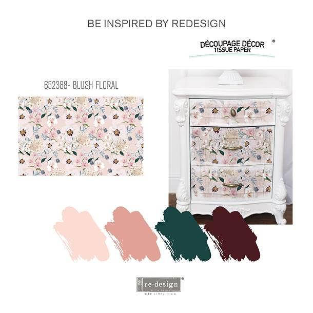 Papier na dekupáž Blush Floral - Rumencové kvety