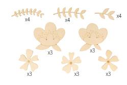 Drevené kvetinové výrezy - Flower Silhouettes 