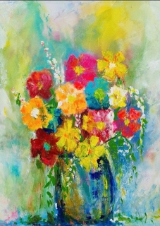 Mint by Michelle "Karen´s technicolour bouquet" - papier na dekupáž Karinina farebná kytica
