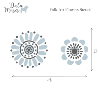 Šablóna Dala Muses Folk Art Flowers - umelecké kvety