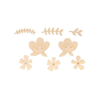 Drevené kvetinové výrezy - Flower Silhouettes 